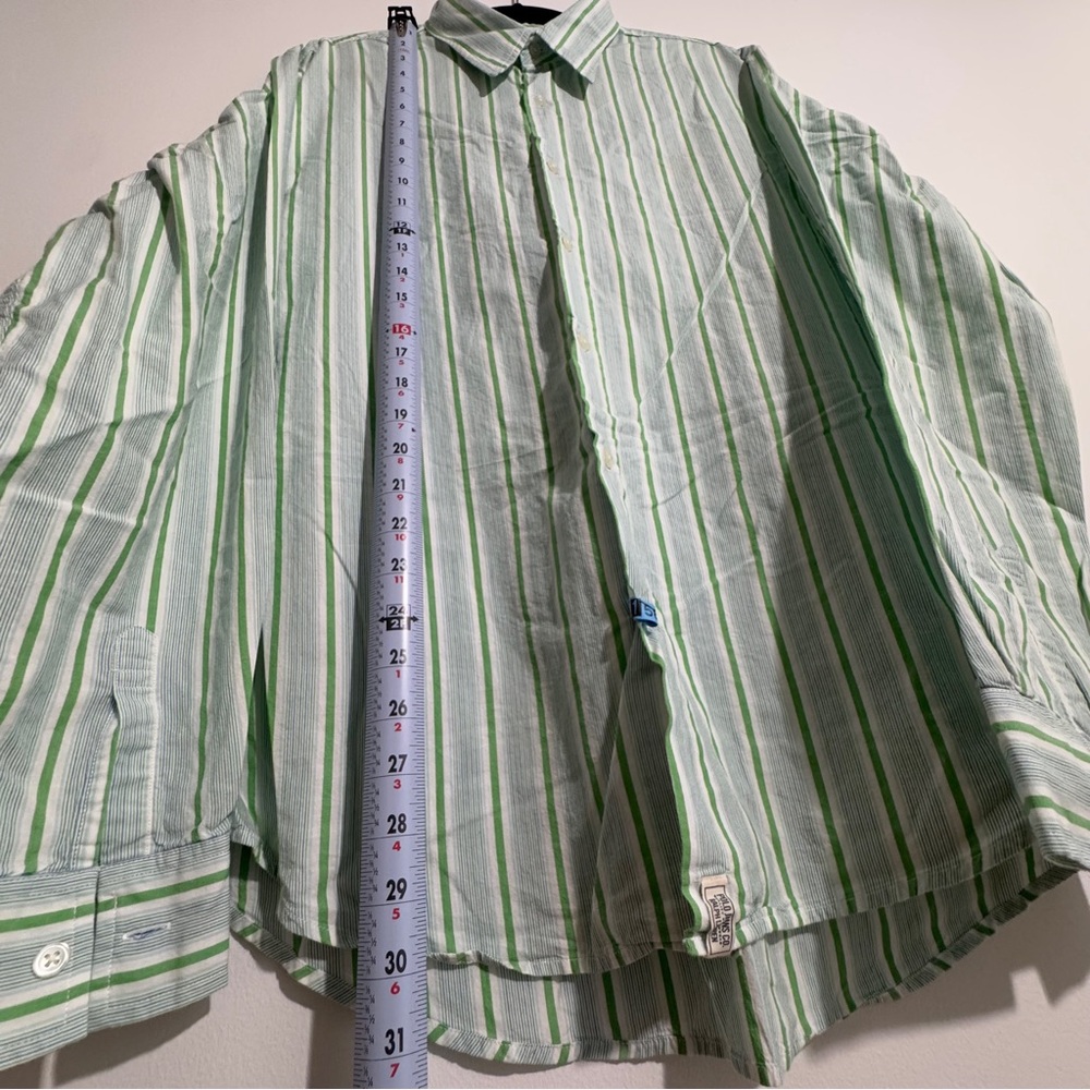 Ralph Lauren Polo Jeans Co Green White Striped Button Up‎ Shirt Size XL - Picture 7 of 10